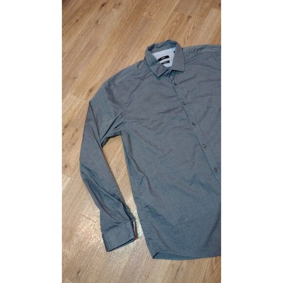 Hugo Boss Button Shirt Mens Extra Large XL Black Geometric Regular Fit Stretch - Picture 2 of 16